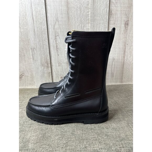 Sperry x John Legend Mens Sz 9 Tall Black Leather Lace-Up Boots w/ Side Zipper - Picture 4 of 11